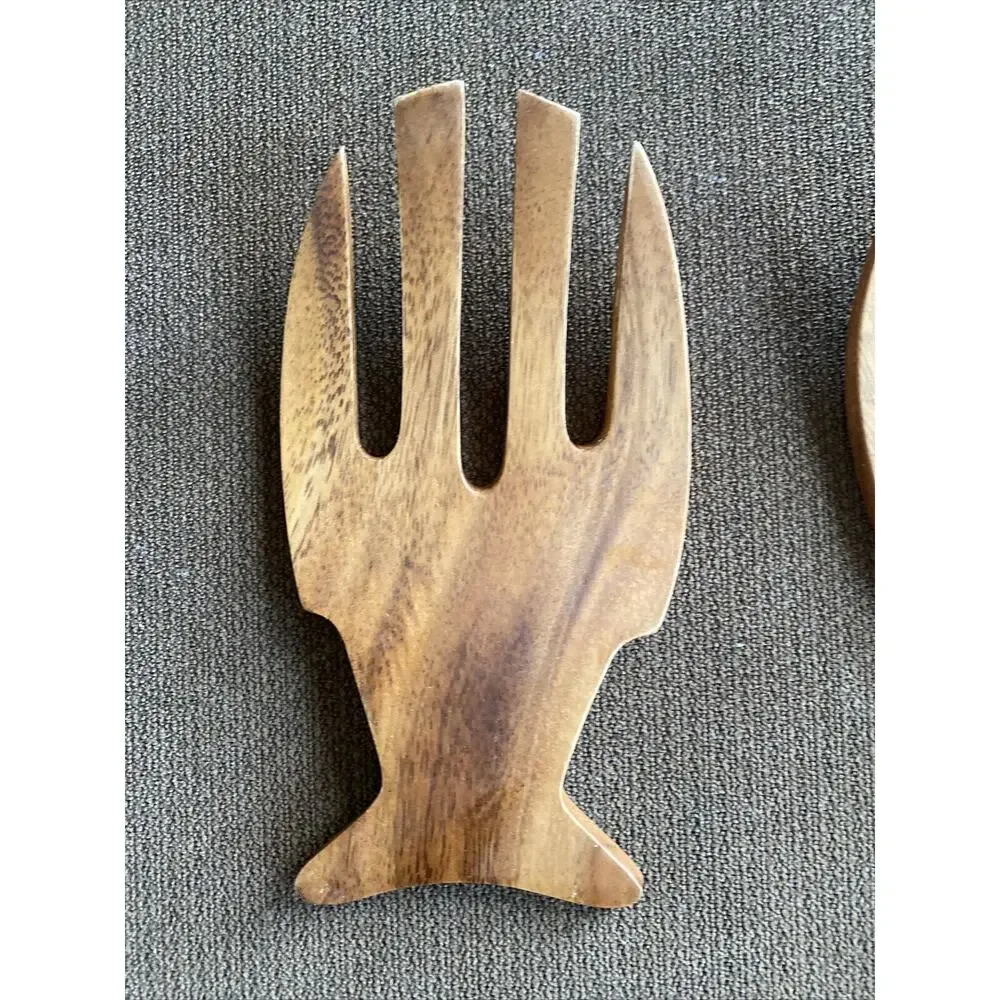 Bamboo Wooden Salad Hands Forks Pasta Tongs Claws Made In Philippines Used Once